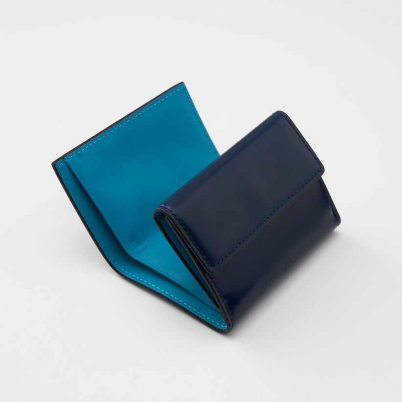 3月誕生日 メンズギフト BRELIO コードバン三つ折り財布 アクアマリンカラー