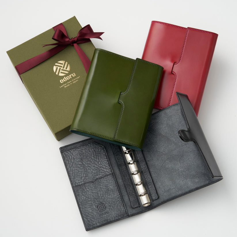 odoru olive label コードバン×Alaska システム手帳 ミニ6(13mm)