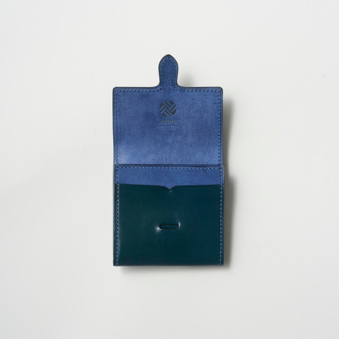ODORU OLIVE LABEL コードバン×ALASKA 小銭入れ “KAKUSHI” オアシスブルー 内装
