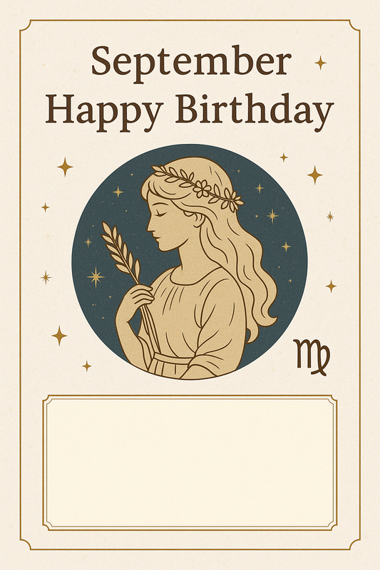 【誕生日メッセージカード】9月限定 星座デザイン｜おとめ座クラシックモチーフ｜誕生日プレゼントに添える無料サービス