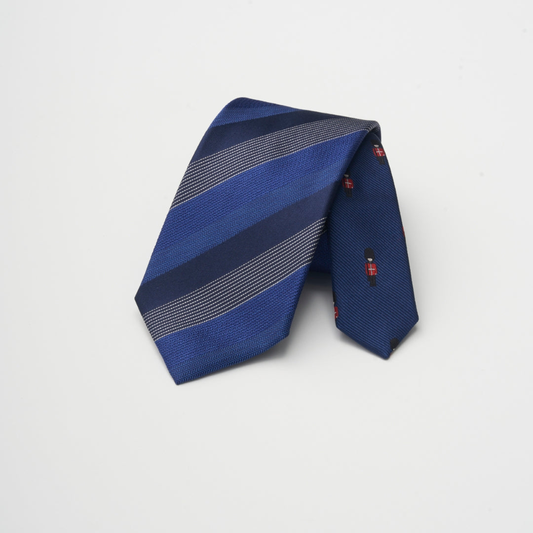 【ネクタイ】Aquascutum｜クレリック ストライプ ロンドンガース ネイビー
