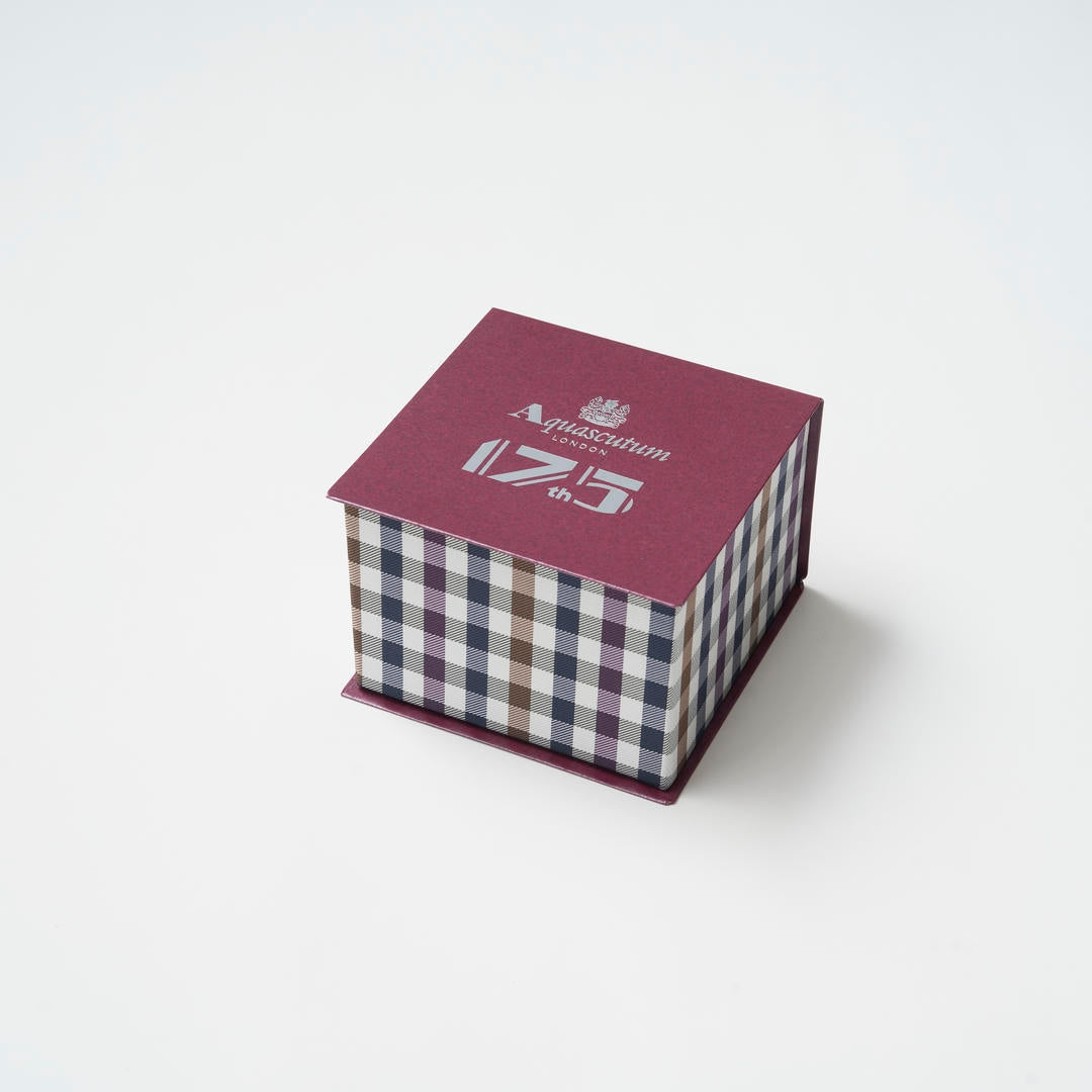 【ネクタイ】Aquascutum ｜175周年企画 ラペルピン BOXセット ギャバジンクラブチェック クレリックタイ 専用ギフトボックス