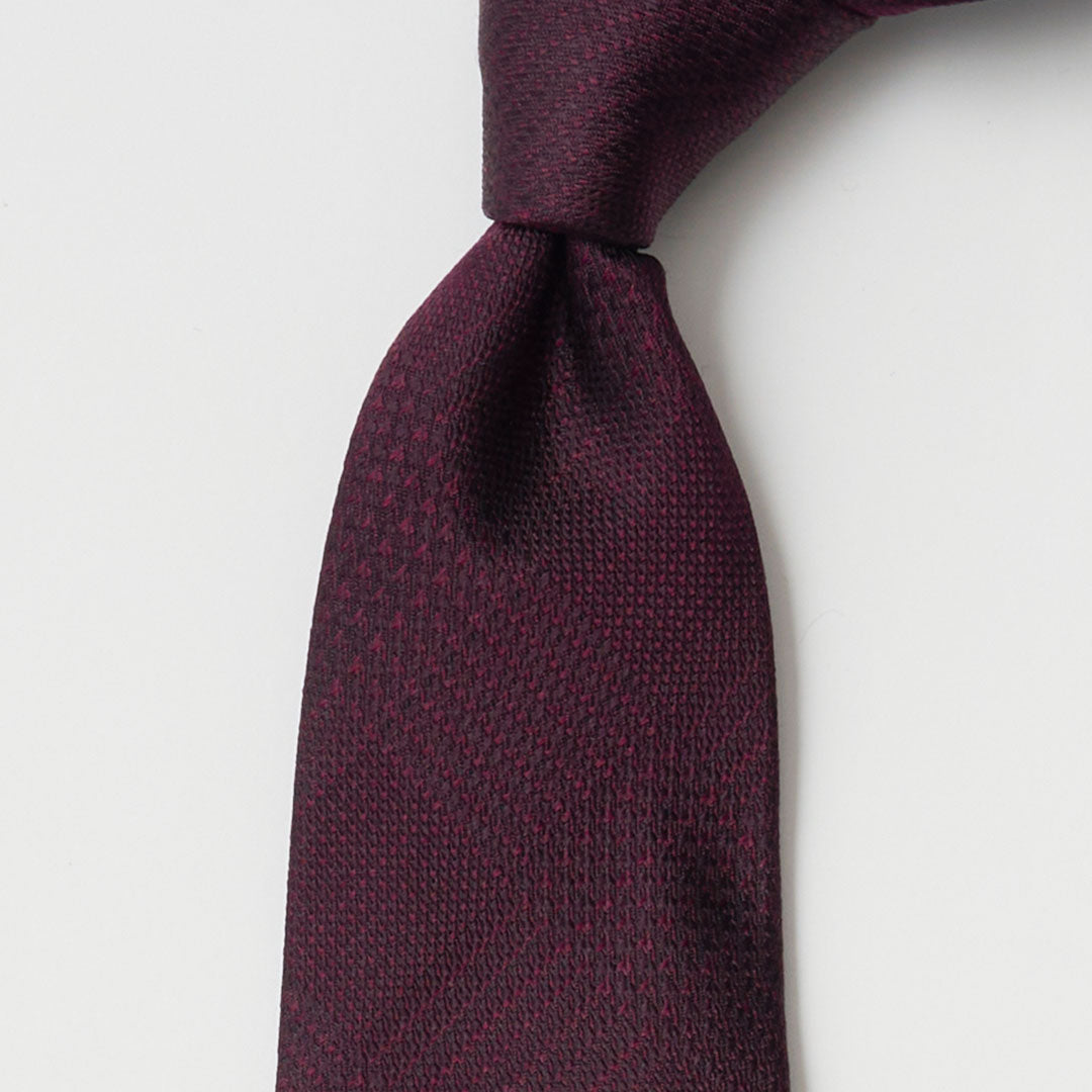 【ネクタイ】Aquascutum｜ ラペルピン BOXセット グレンチェックソリッド/ロンドンモチーフ クレリックタイ バーガンディー 赤 ノットアップ