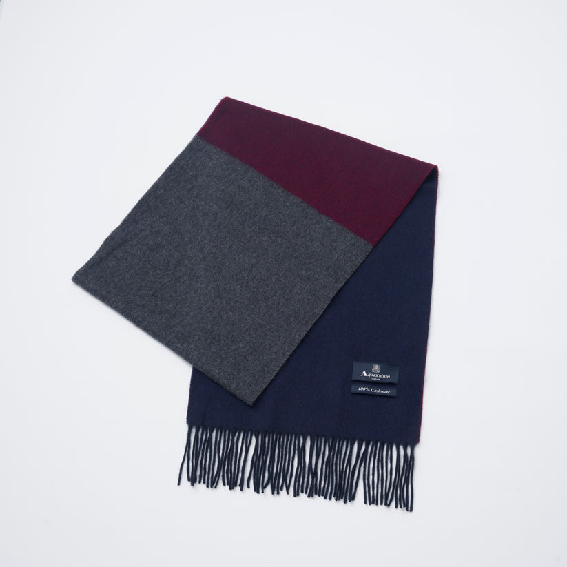 Aquascutum 3カラーソリッド マフラー（カシミヤ100％）