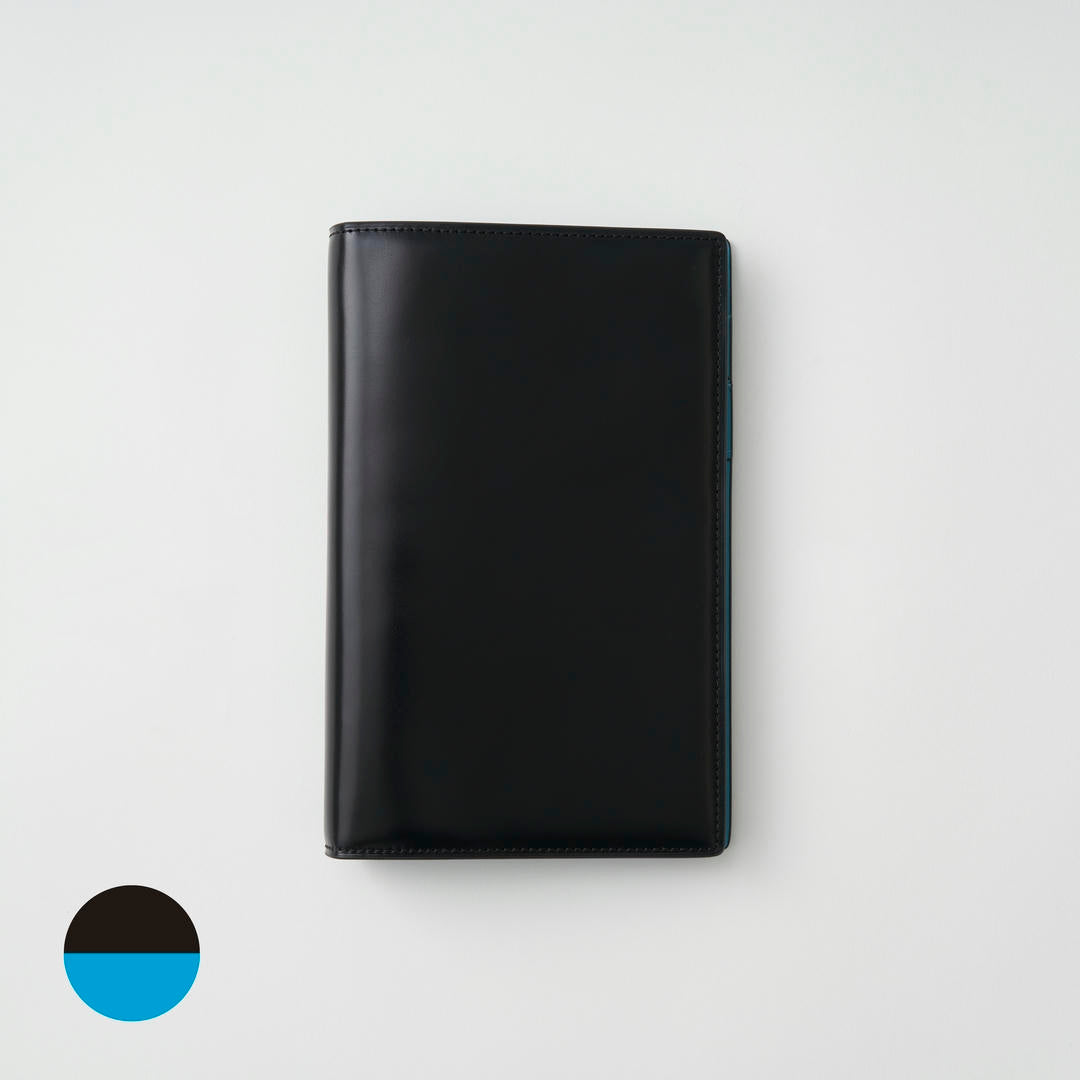 【手帳】BRELIO ATLANTIC LABEL（ブレイリオアトランティックレーベル）｜Personal Organizer 20mm Cordovan ブラック×ターコイズ 外装