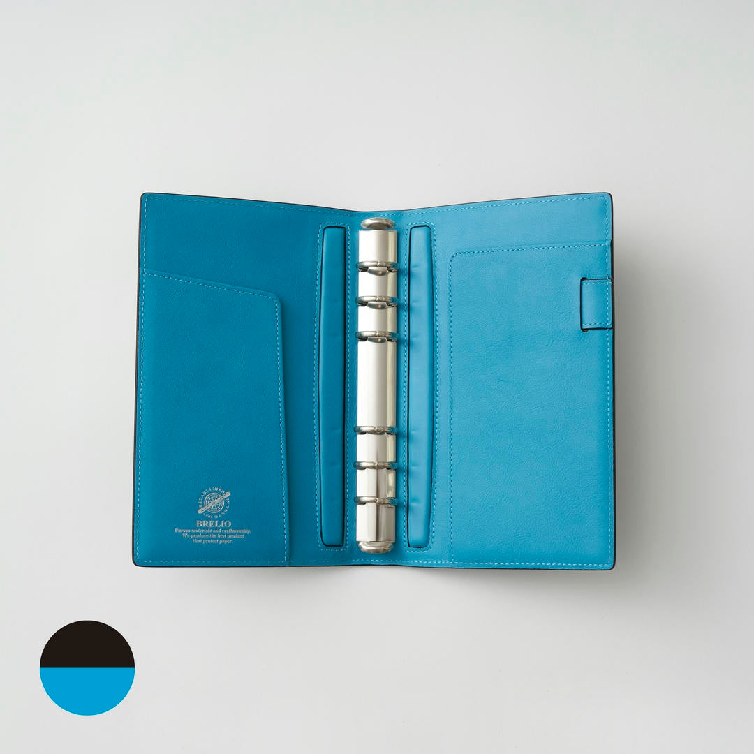 【手帳】BRELIO ATLANTIC LABEL（ブレイリオアトランティックレーベル）｜Personal Organizer 20mm Cordovan ブラック×ターコイズ 内装