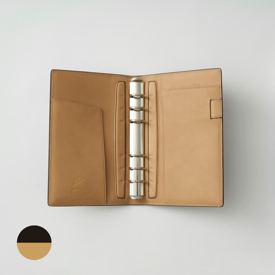 【手帳】BRELIO ATLANTIC LABEL（ブレイリオアトランティックレーベル）｜Personal Organizer 20mm Cordovan ブラック×ベージュ 内装