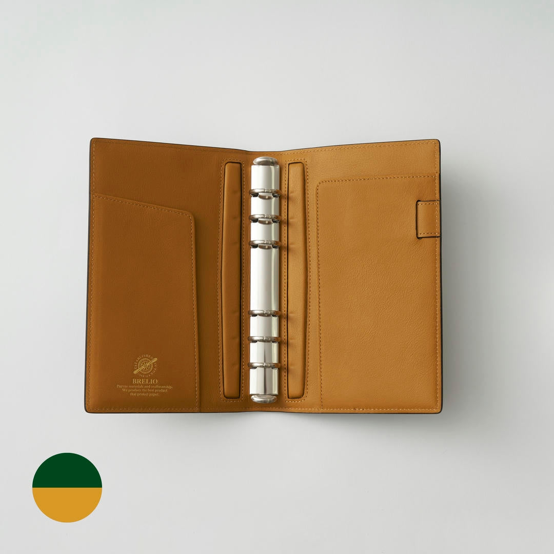 【手帳】BRELIO ATLANTIC LABEL（ブレイリオアトランティックレーベル）｜Personal Organizer 20mm Cordovan グリーン×ゴールド 内装