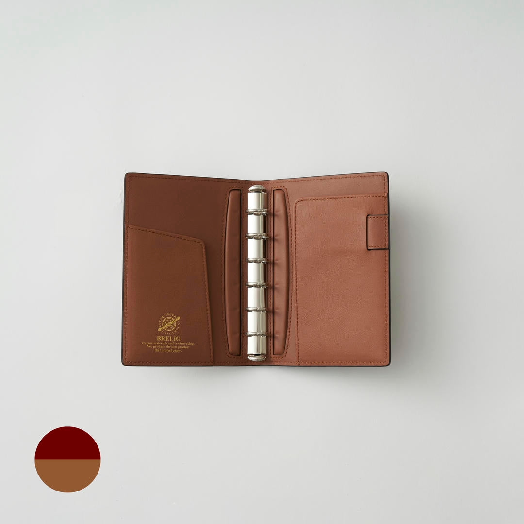 BRELIO ATLANTIC LABEL システム手帳 ミニ6サイズ ガーネット×ブラウン 内装