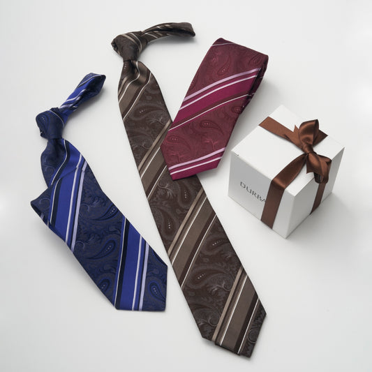 【ネクタイ】D'URBAN｜甲州織 ペイズリー＆ストライプ