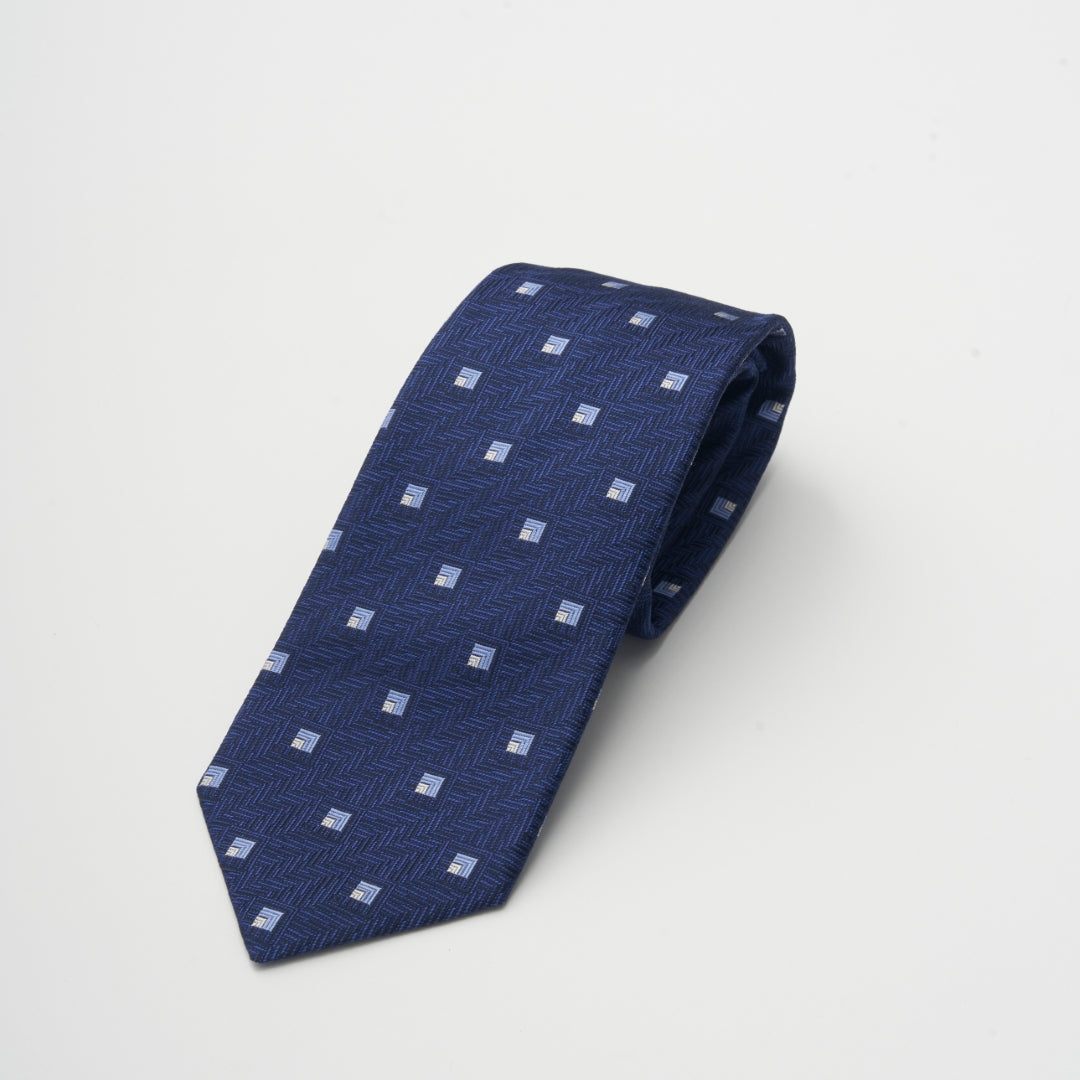 【ネクタイ】D'URBAN｜甲州織 小紋柄　ネイビー