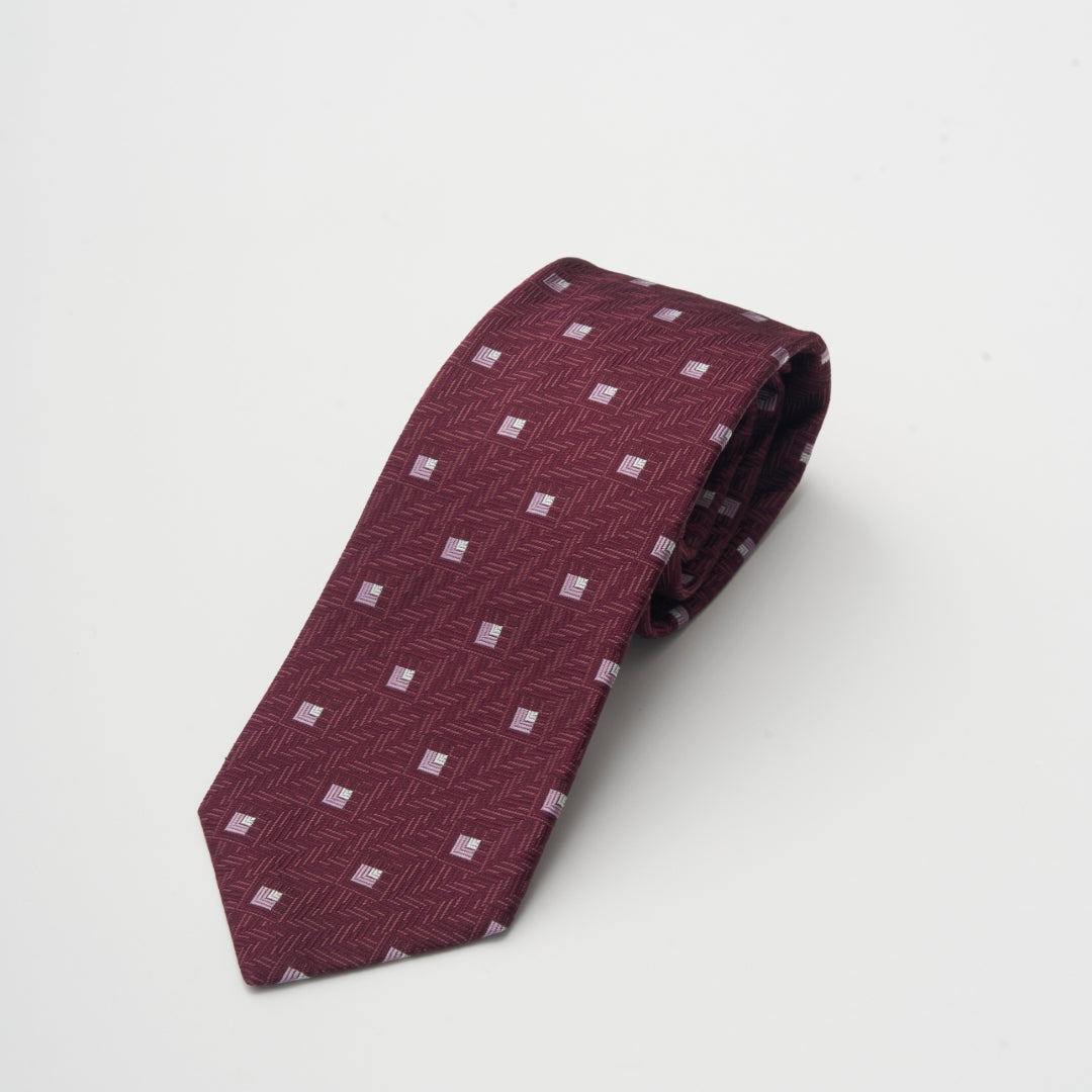 【ネクタイ】D'URBAN｜甲州織 小紋柄 ワイン