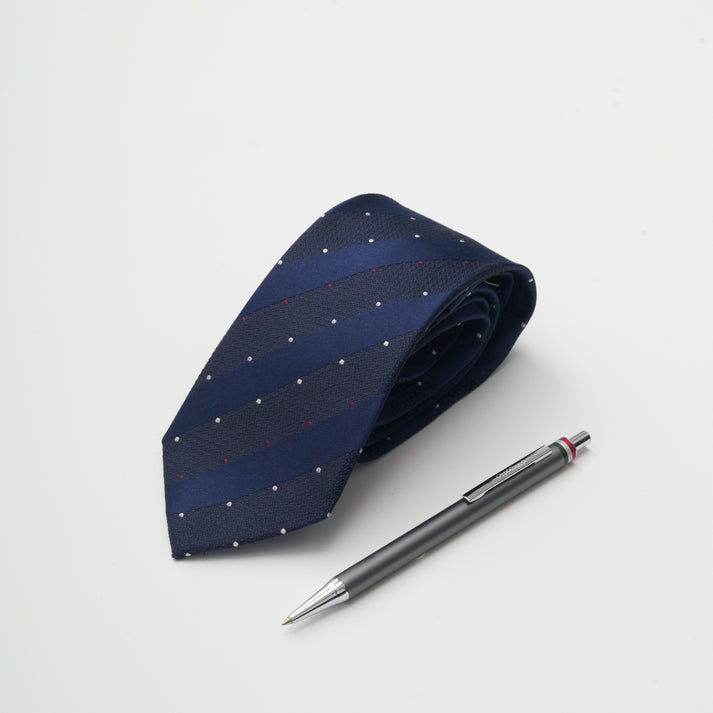誕生日 メンズギフト ネクタイ ネイビー Orobianco ボールペンセット 3月 新社会人