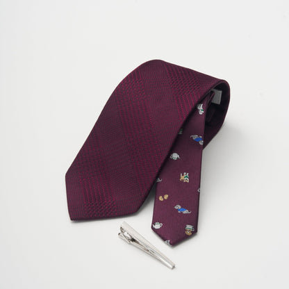 TAKEO KIKUCHI BOXタイバーセット 猫モチーフ ワイン