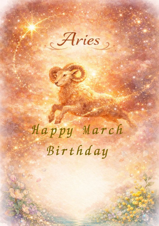 【メッセージカード】3月星座 おひつじ座（牡羊座）｜3月生まれの男性へ｜無料印字サービス