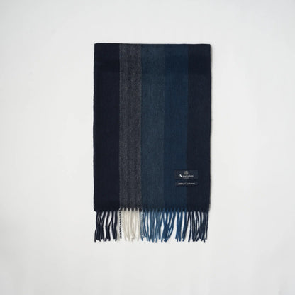 【マフラー】Aquascutum｜カシミヤ ブロックストライプ ヘリンボン ターコイズ グリーン ブルー