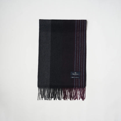 【マフラー】Aquascutum｜カシミヤ ブロックストライプ ピンストライプ ワイン ボルドー 赤 グレー
