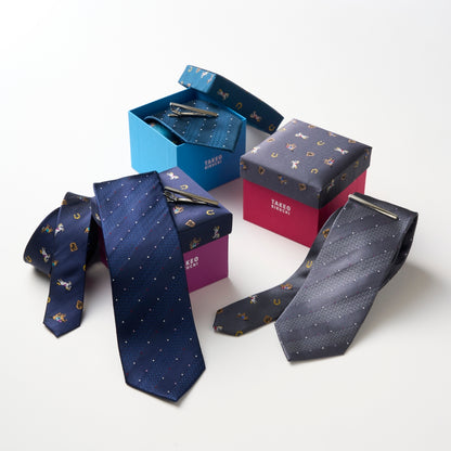 【ネクタイ】TAKEO KIKUCHI｜干支柄  タイバーBOXセット ドット/馬 集合