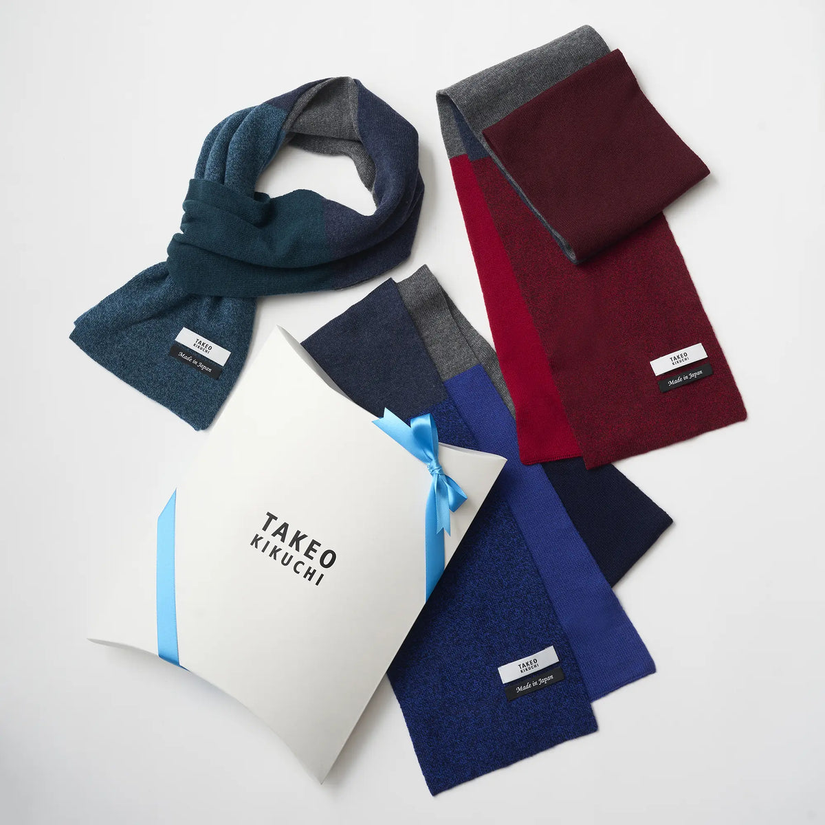 【ミニマフラー】TAKEO KIKUCHI｜ウール ループマフラー 5カラーソリッド天竺 無料ギフトパッケージ